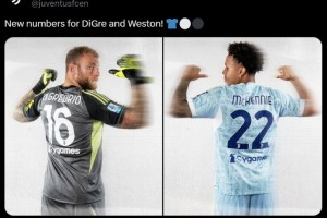 实时赔率-尤文官方：迪格雷戈里奥改穿16号球衣 麦肯尼穿22号